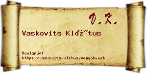 Vaskovits Klétus névjegykártya